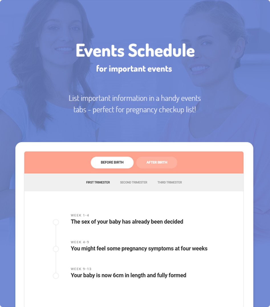 Healthy Pregnancy - Health & Medical WordPress Theme - Events Schedule