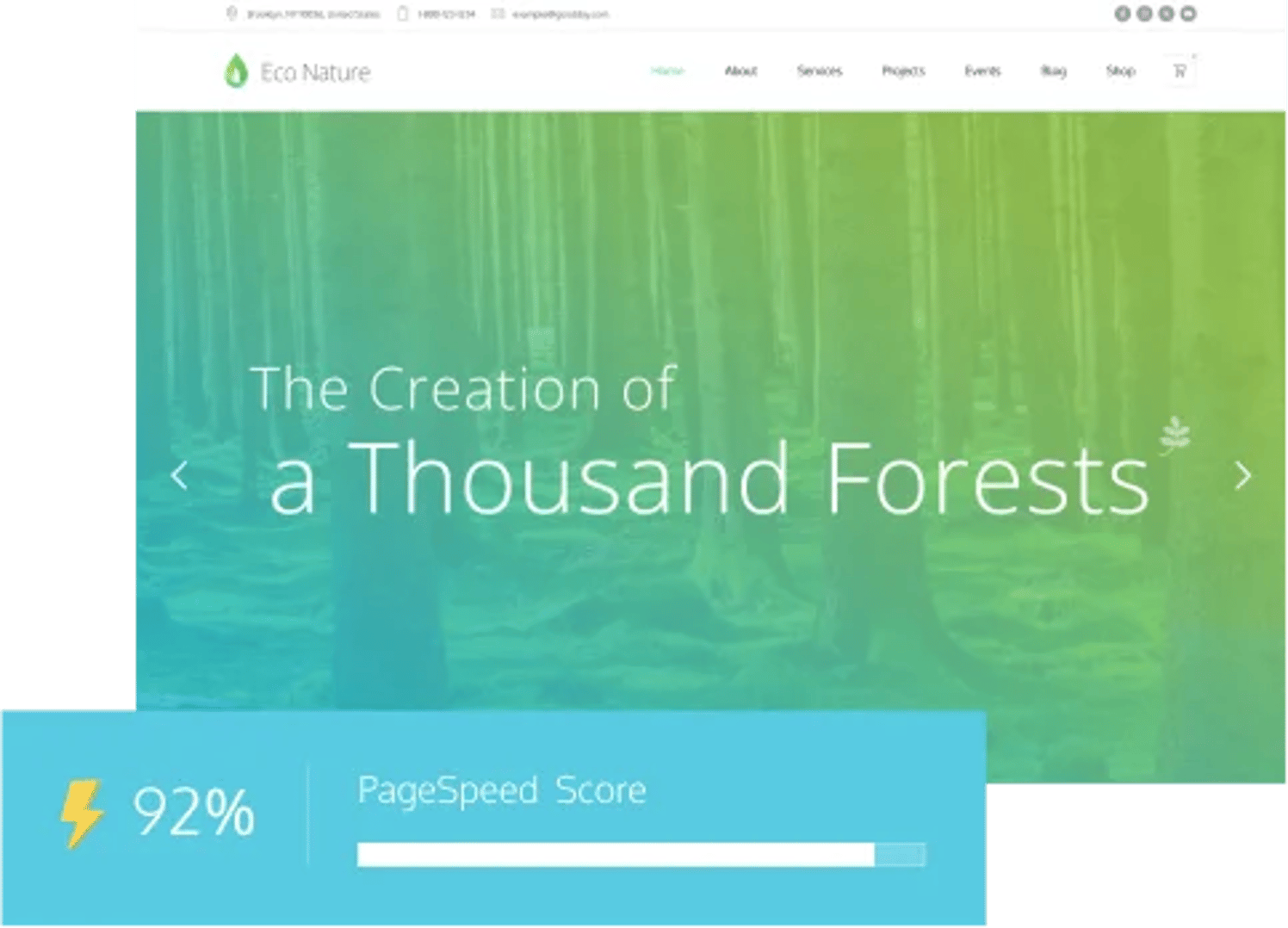 Eco Nature - Environment & Ecology WordPress Theme - Google PageSpeed Insights Performance Score 90+ | CMSMasters studio