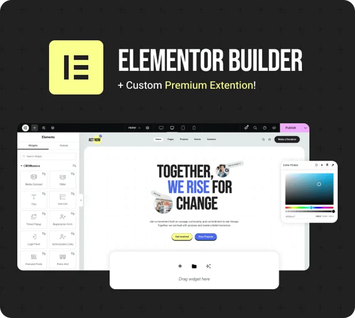 Act Now - Social Activism & NGO WordPress Theme - Elementor Builder | CMSMasters studio