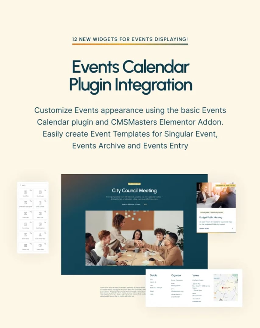 Town Hall - Municipal Portal & Local City Government WordPress Theme - Events Calendar Plugin Integration | CMSMasters studio