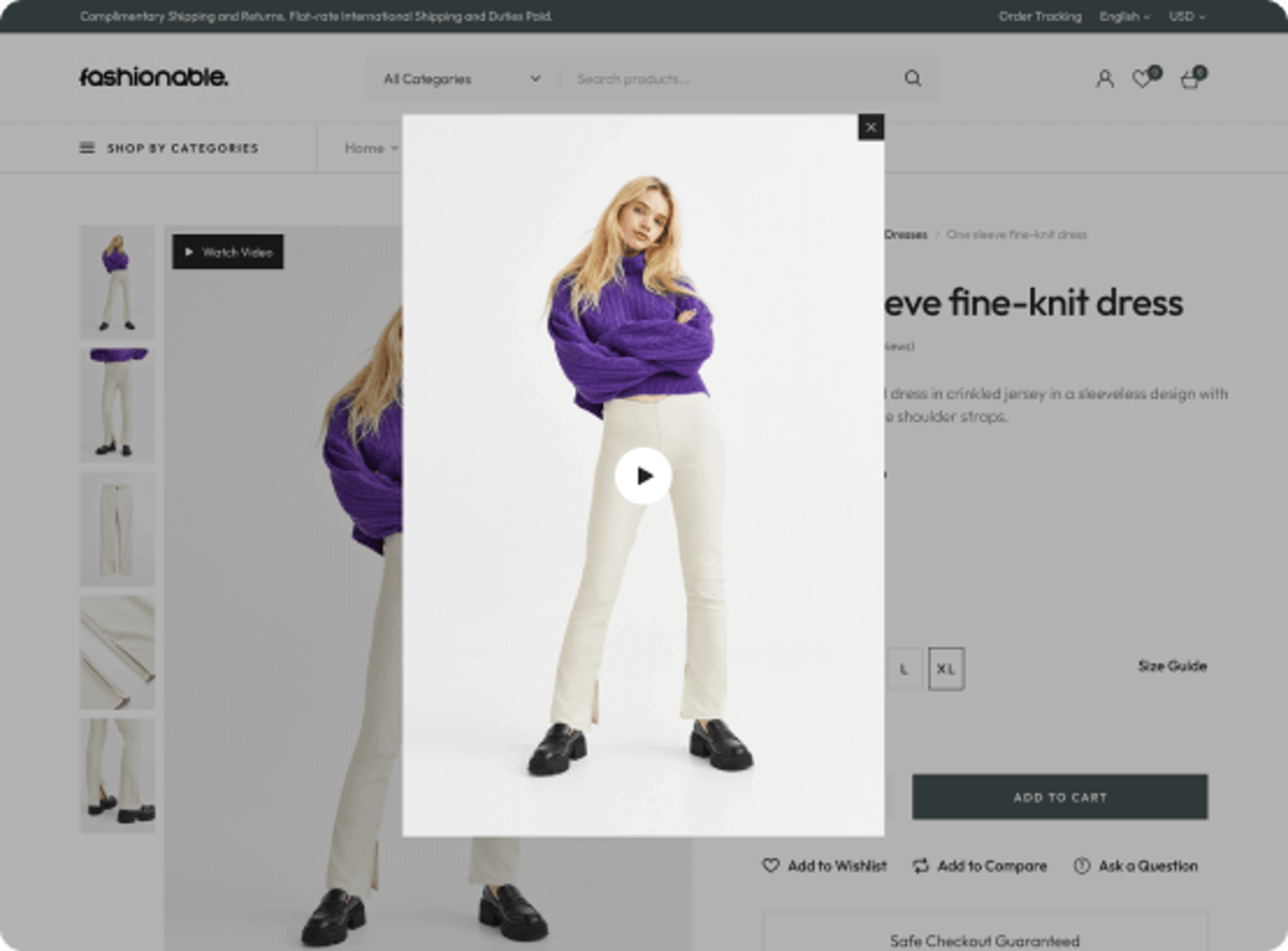 Fashionable - Clothing & Apparel WooCommerce WordPress Theme - Product Video Popup | Cmsmasters studio