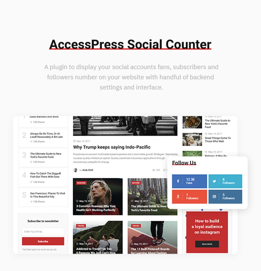 Magazilla – News and Magazine WordPress Theme - AccessPress Social Counter | Cmsmasters studio