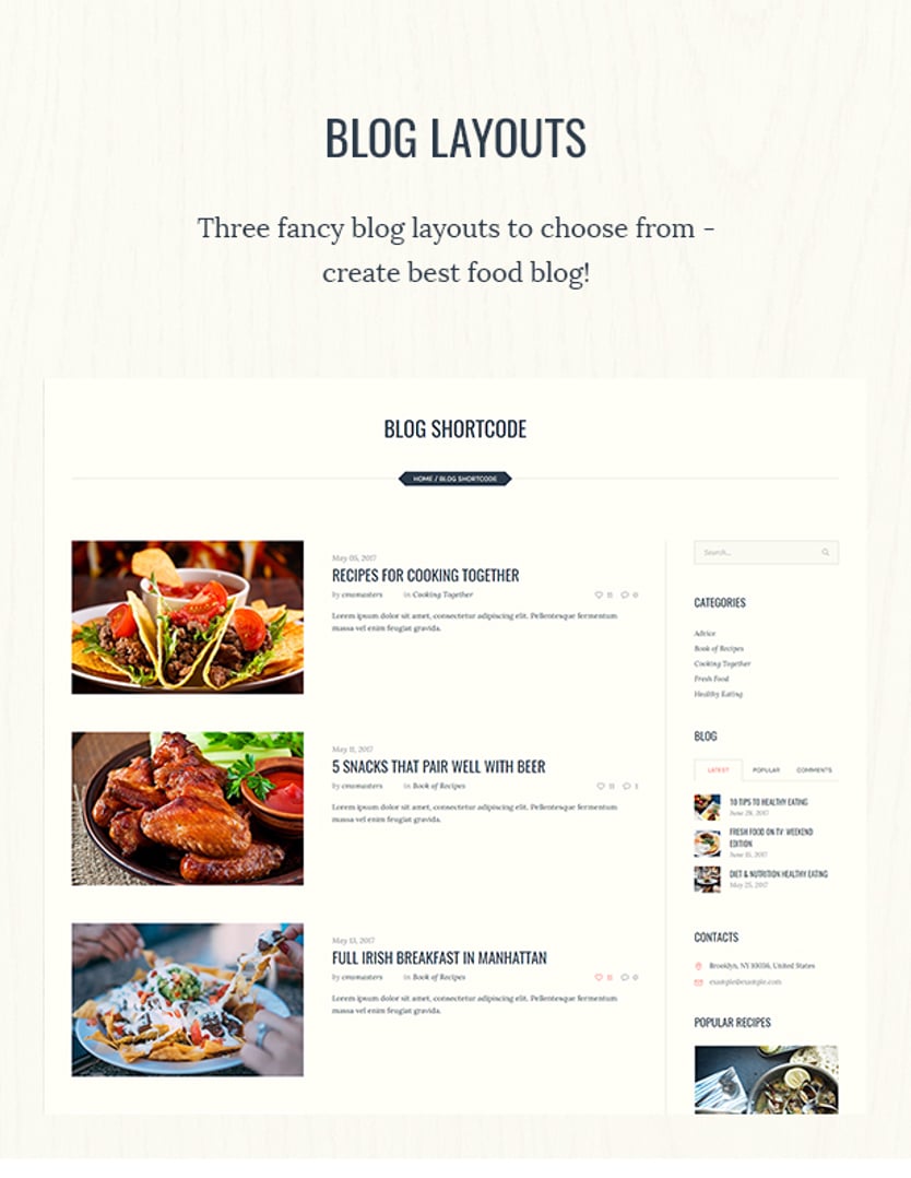 Good Food - Recipe Magazine & Culinary Blog Theme - Blog Layouts