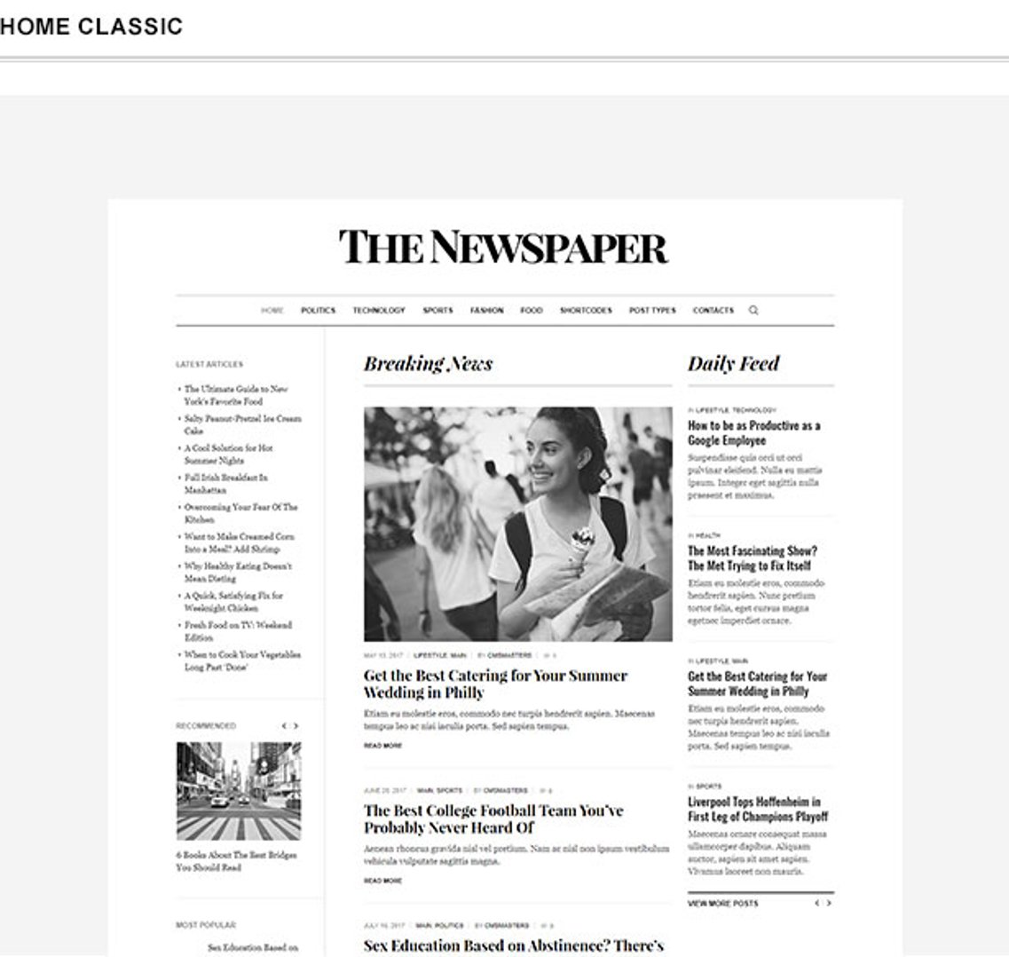 The Newspaper - Magazine Editorial WordPress Theme - Home Classic