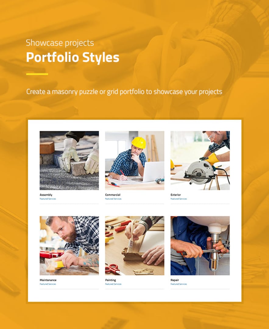 Handyman Services - Construction & Renovation WordPress Theme - Portfolio Styles