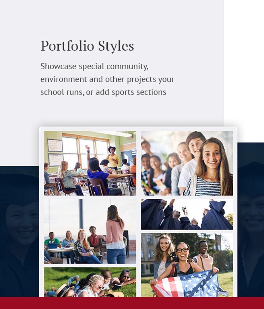 Schule - School & Education WordPress Theme with LMS - Portfolio Styles