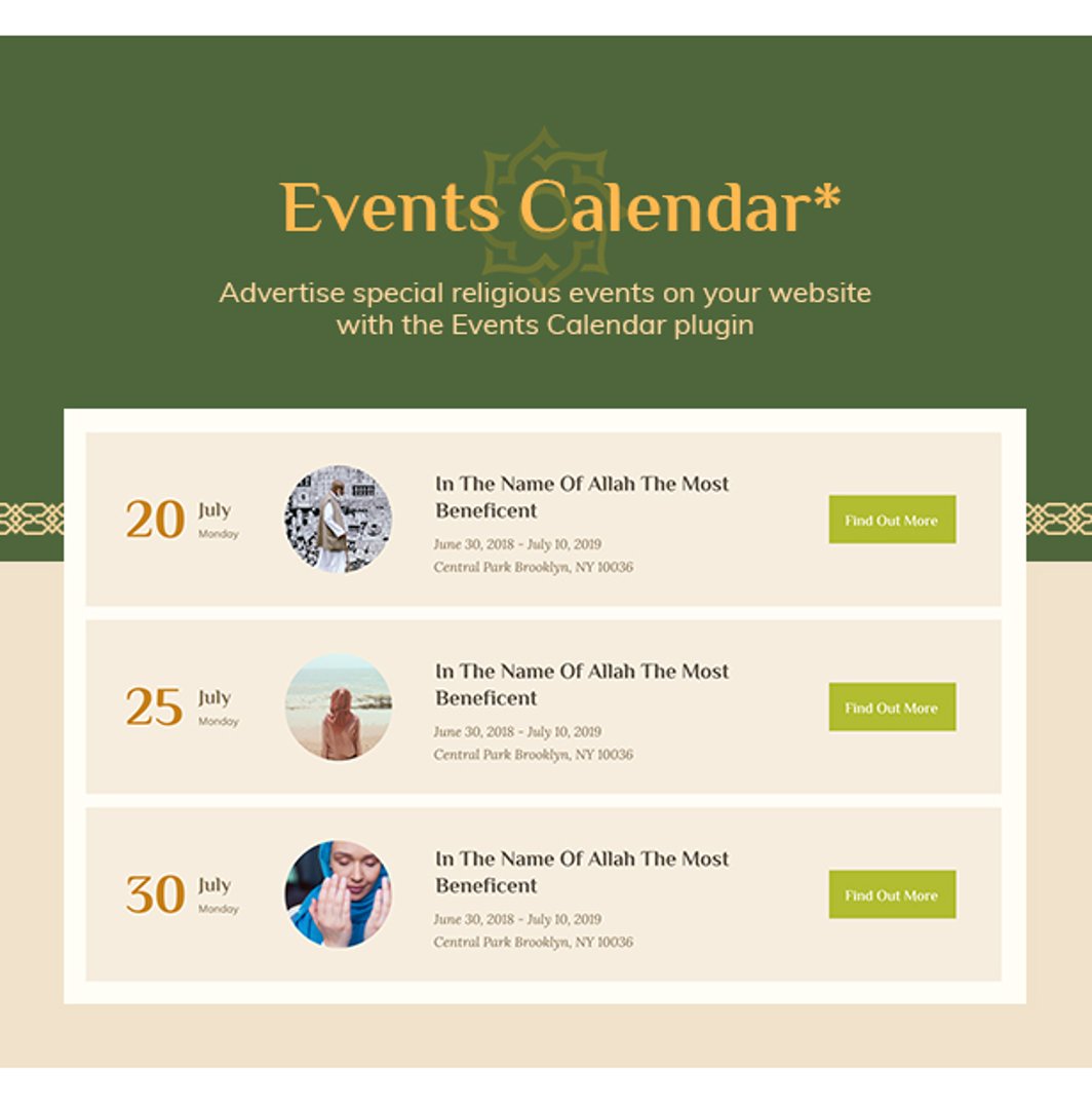 Islam House - Mosque and Religion WordPress Theme - Events Calendar | cmsmasters studio