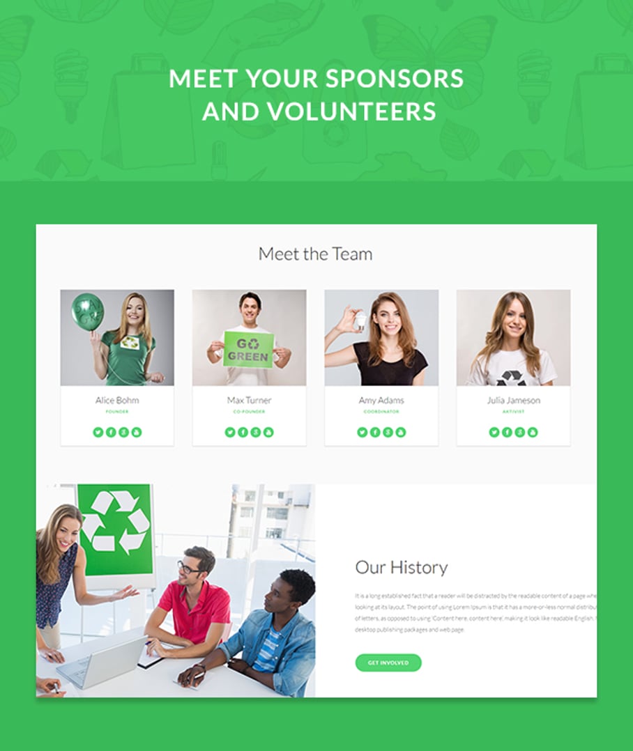 Eco Press - Nature, Ecology & NGO WordPress Theme - Sponsors & Volunteers