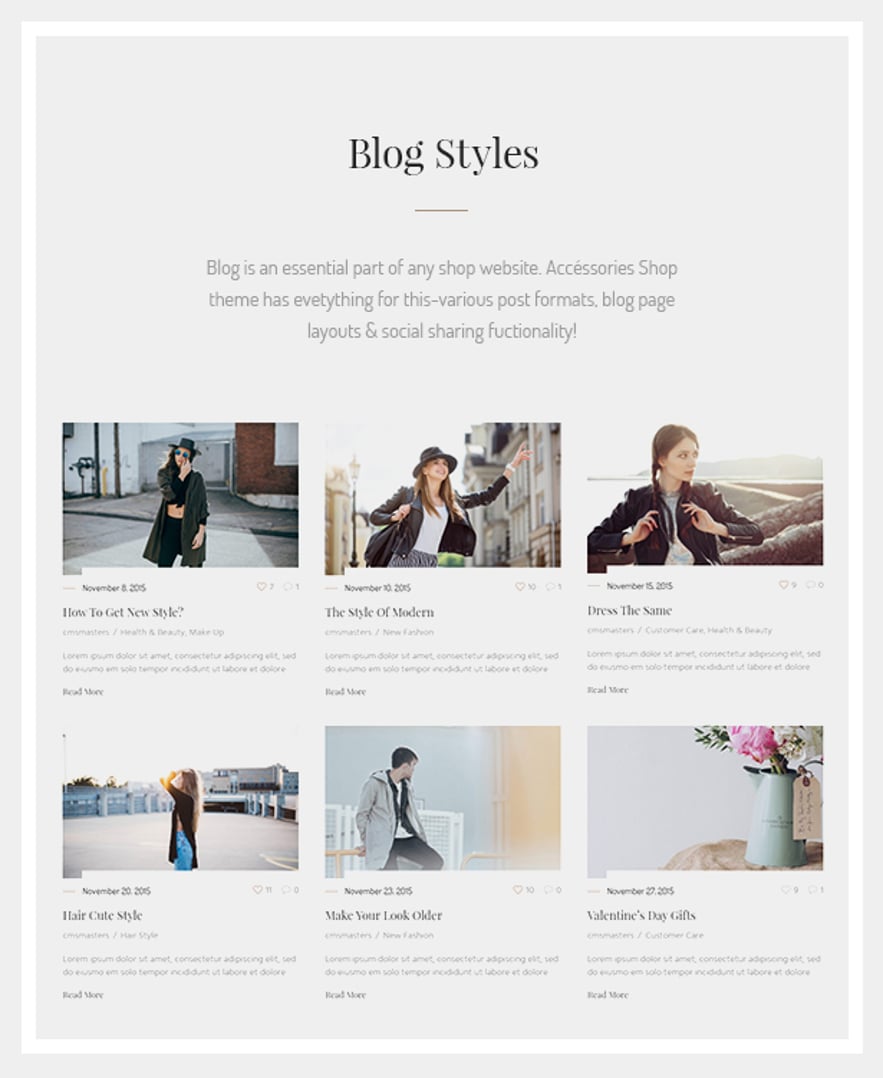 Accessories Shop – Online Store, WooCommerce & Shopping WordPress Theme - Blog Styles