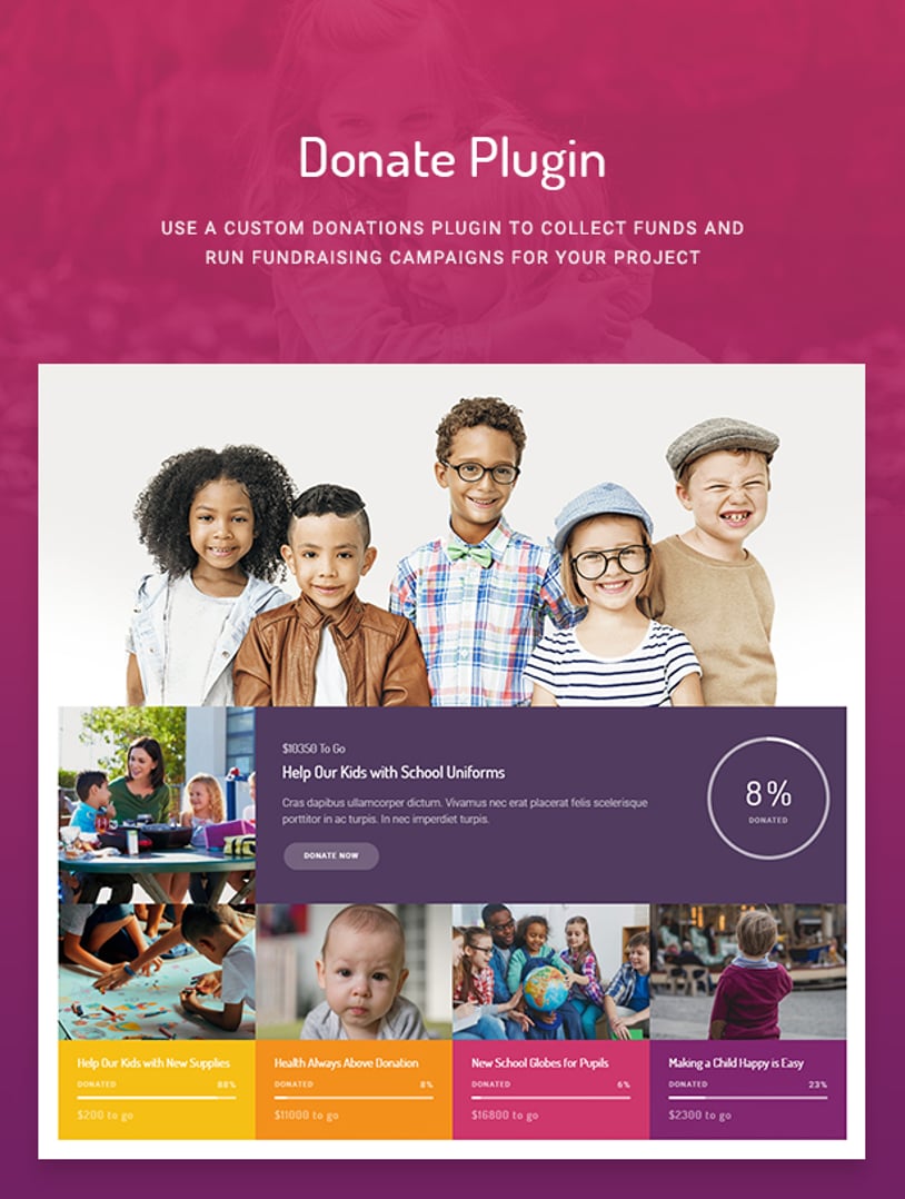 Children Charity - Nonprofit & NGO WordPress Theme - Donate Plugin