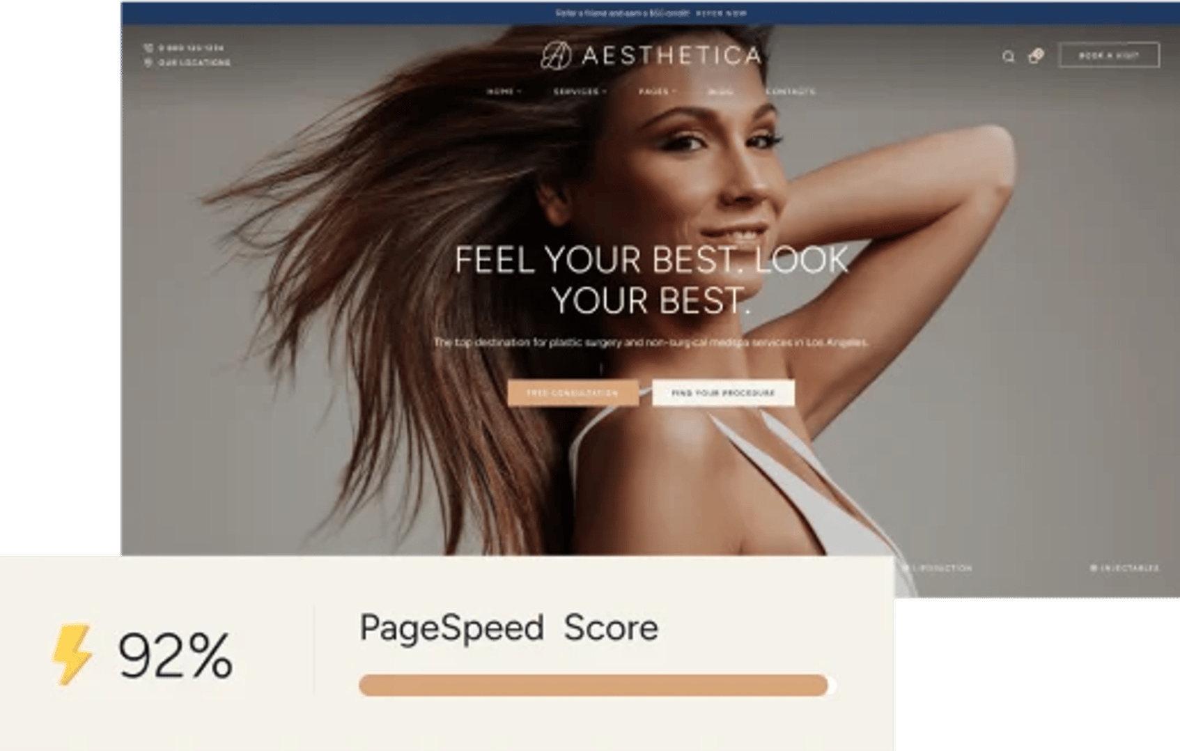 Aesthetica - Plastic Surgery & Beauty Clinic WordPress Theme  - Google PageSpeed Insights Performance Score 90+ | CMSMasters studio