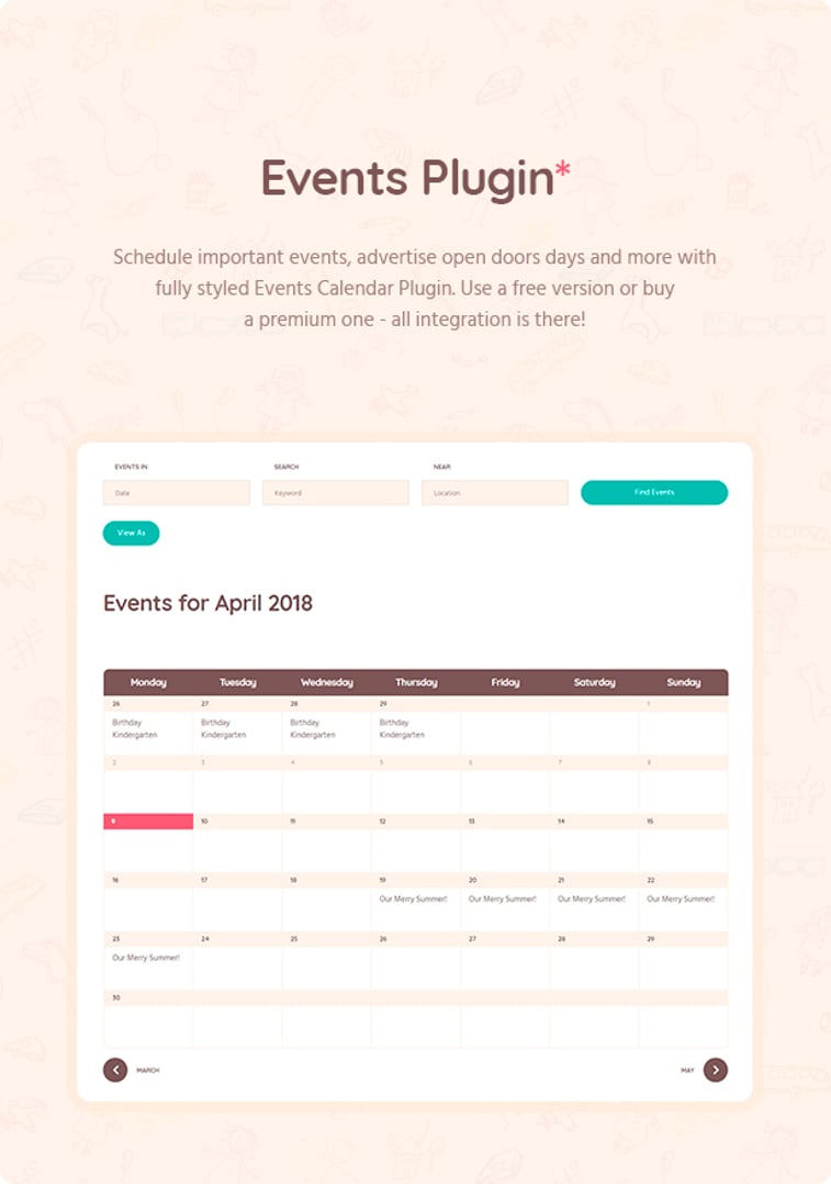 Bambini - Pre-School and Kindergarten Theme - Events Plugin