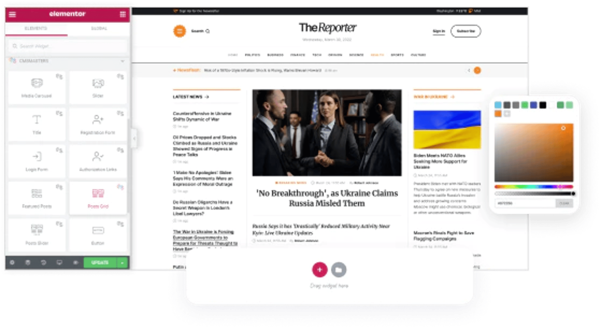The Reporter - Newspaper Editorial WordPress Theme - Elementor Builder | Cmsmasters studio