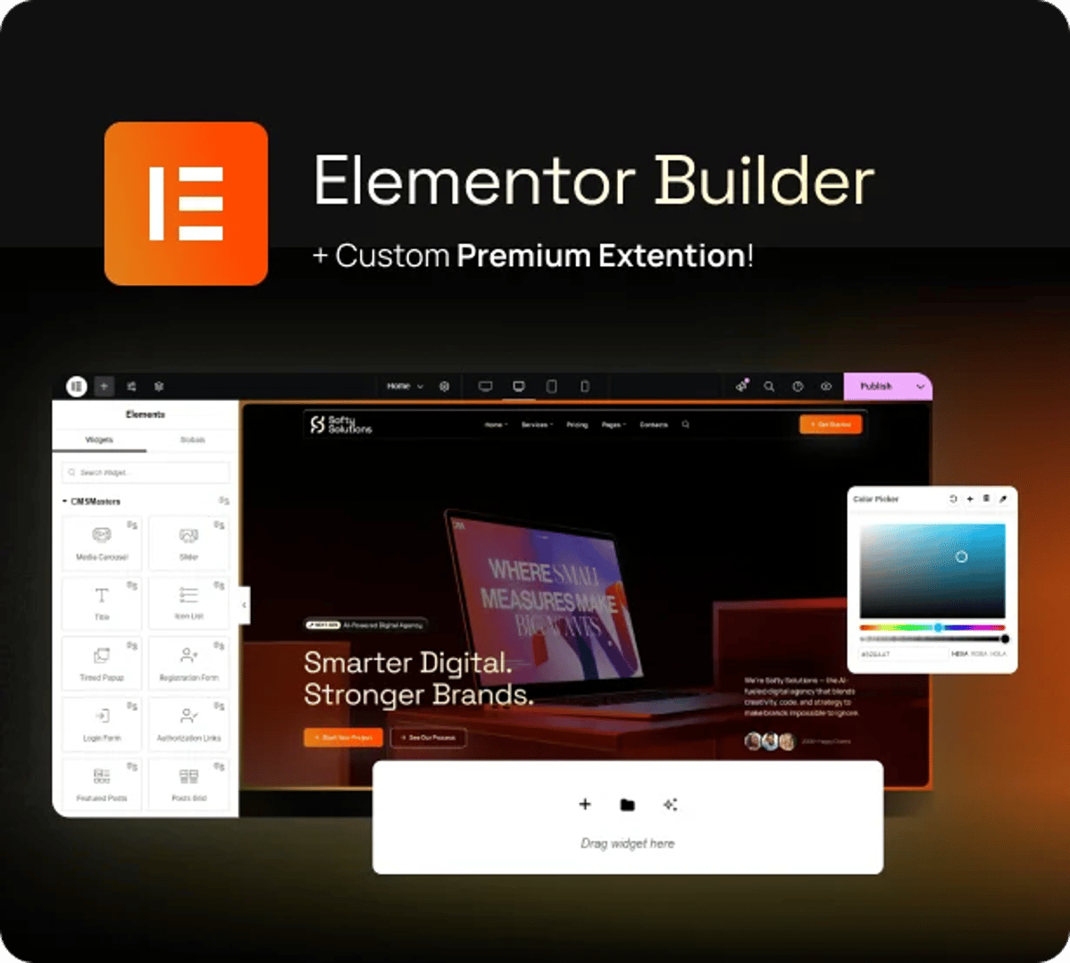 Softy Solutions - IT Services & Digital Agency WordPress Theme - Elementor Builder | CMSMasters studio