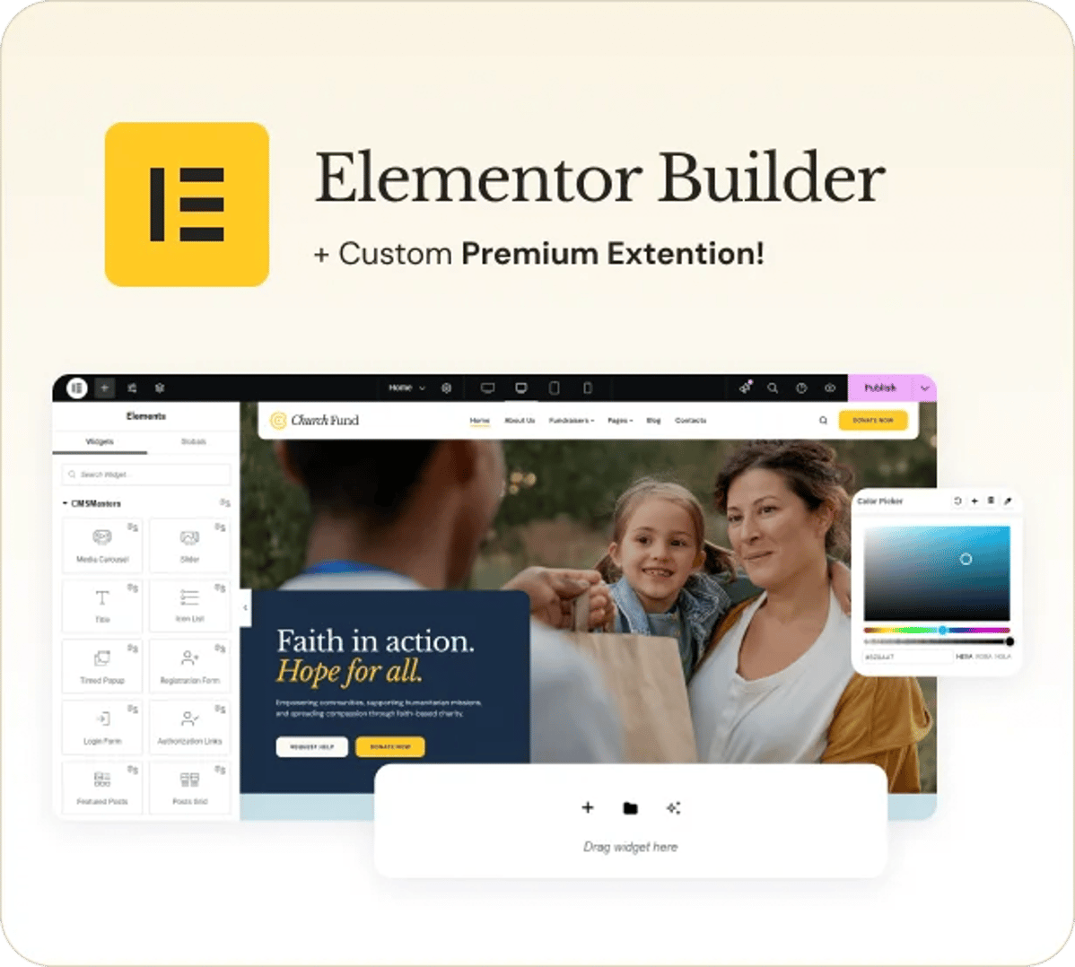 Church Fund  - Religion, NGO & Charity WordPress Theme - Elementor Builder | CMSMasters studio