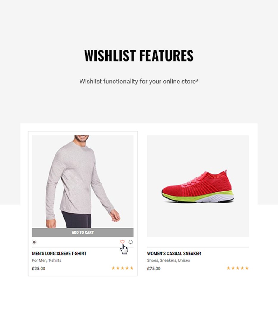 Sports Store- WooCommerce WordPress Theme - Wishlist Features
