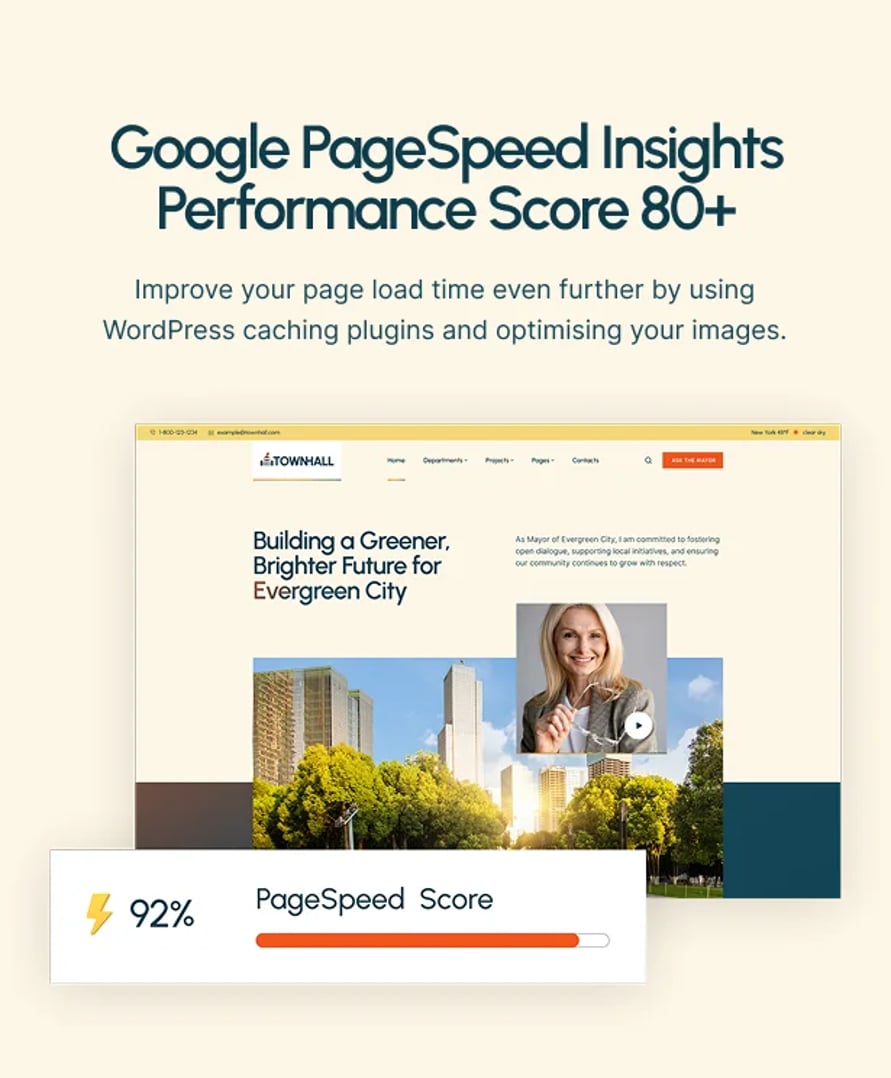 Town Hall - Municipal Portal & Local City Government WordPress Theme - Performance Score 90+ | CMSMasters studio