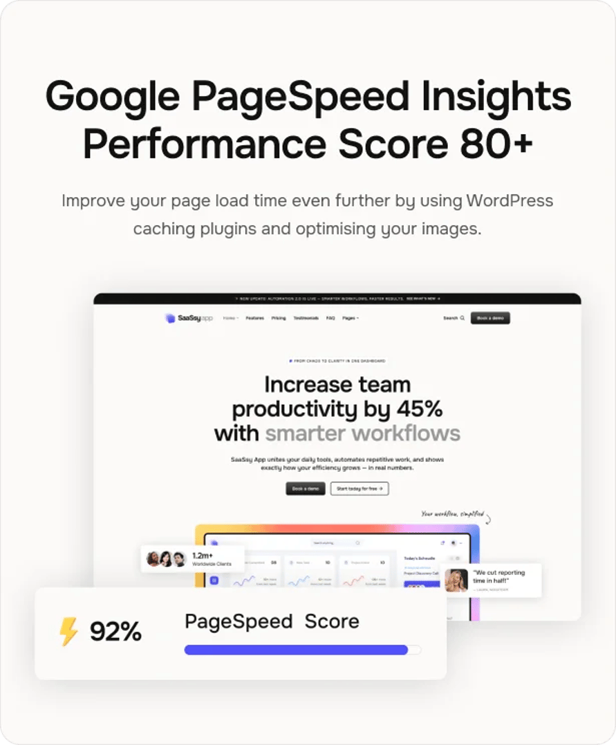 SaaSsy App - Software & Tech Startup WordPress Theme - Performance Score 90+ | CMSMasters studio