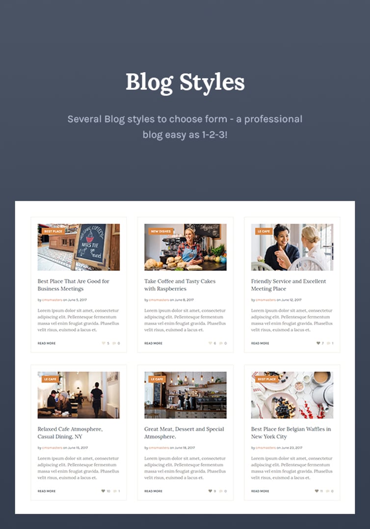 Le Cafe – Bakery Shop & Cafe WordPress Theme - Blog Styles