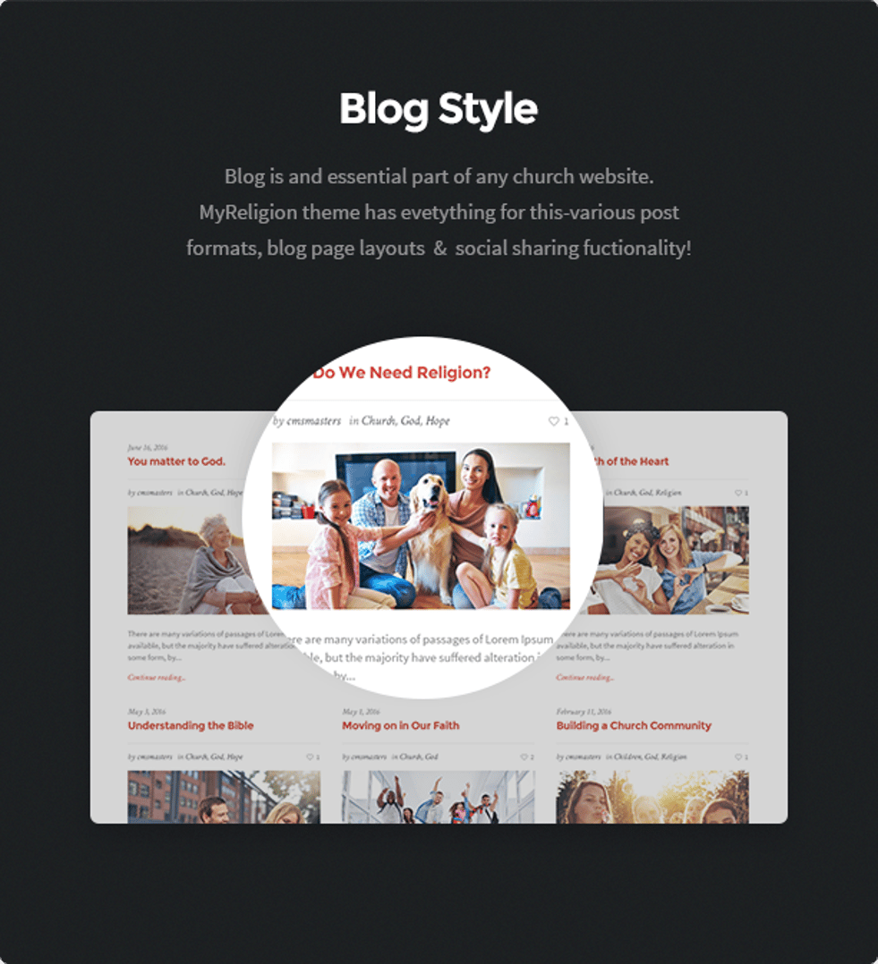 My Religion WordPress Theme - Blog Style