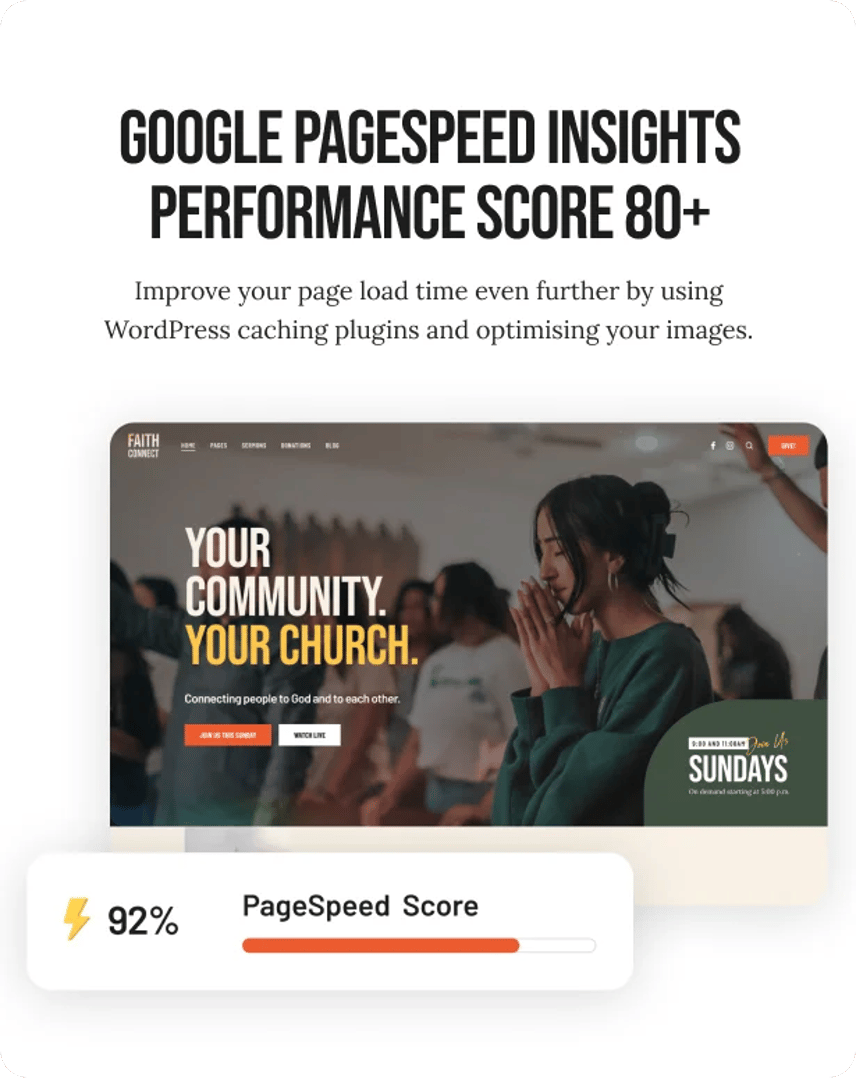 Faith Connect - Religion & Church WordPress Theme - Performance Score 90+ | CMSMasters studio