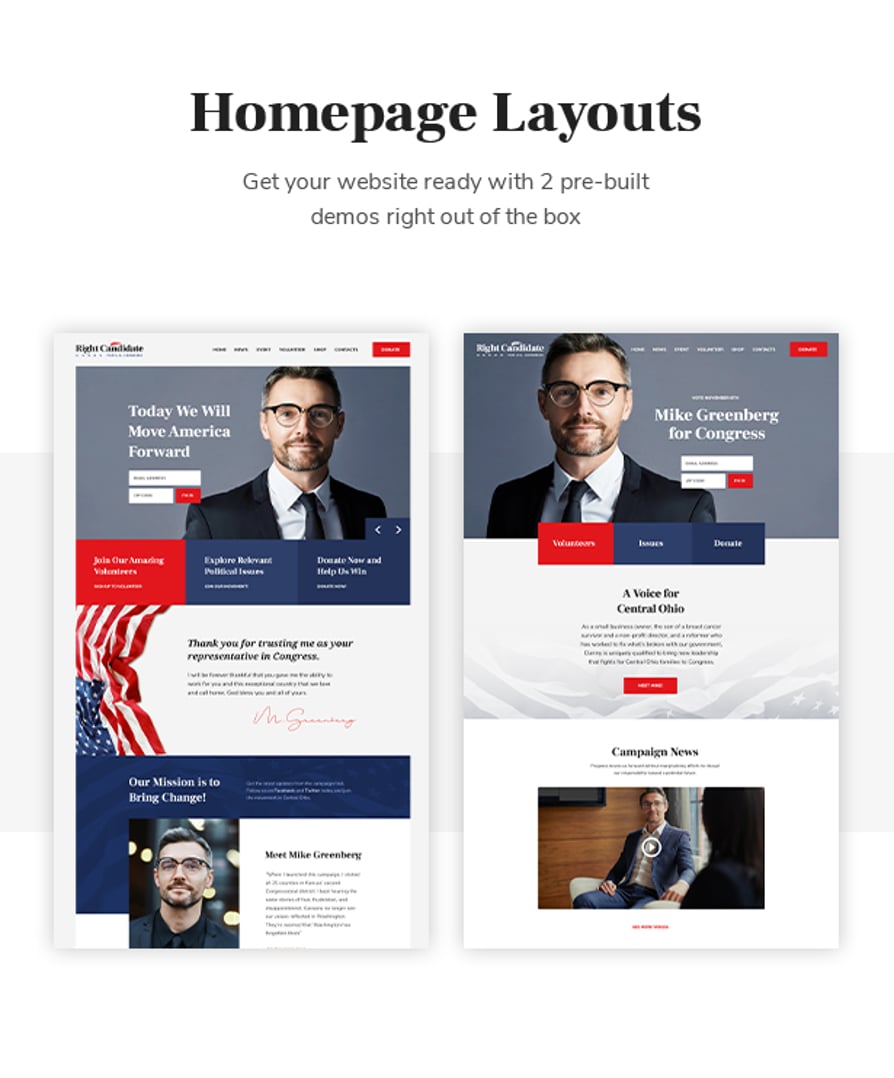 Right Candidate - Election Campaign and Political WordPress Theme - Homepage Layouts | cmsmasters studio