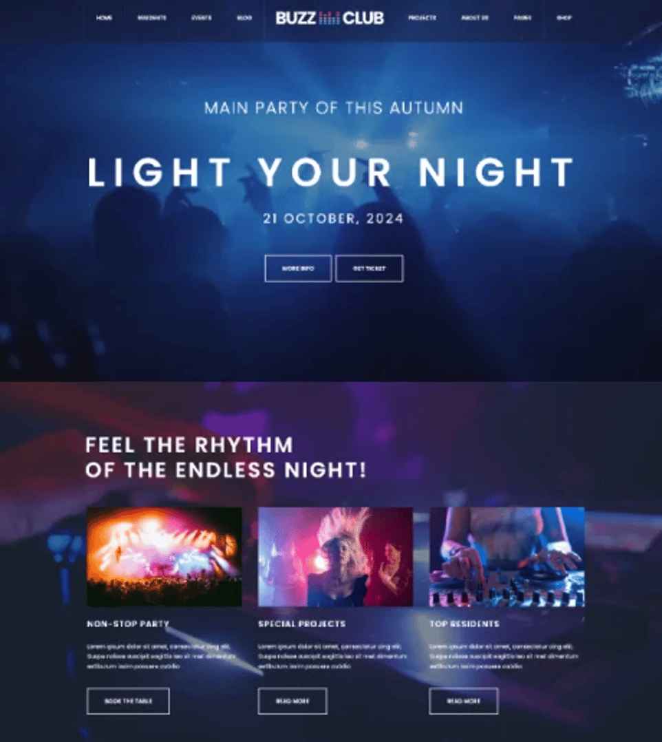 Buzz Club - Night Club, DJ & Music Festival Event WordPress Theme - Home Default | CMSMasters studio