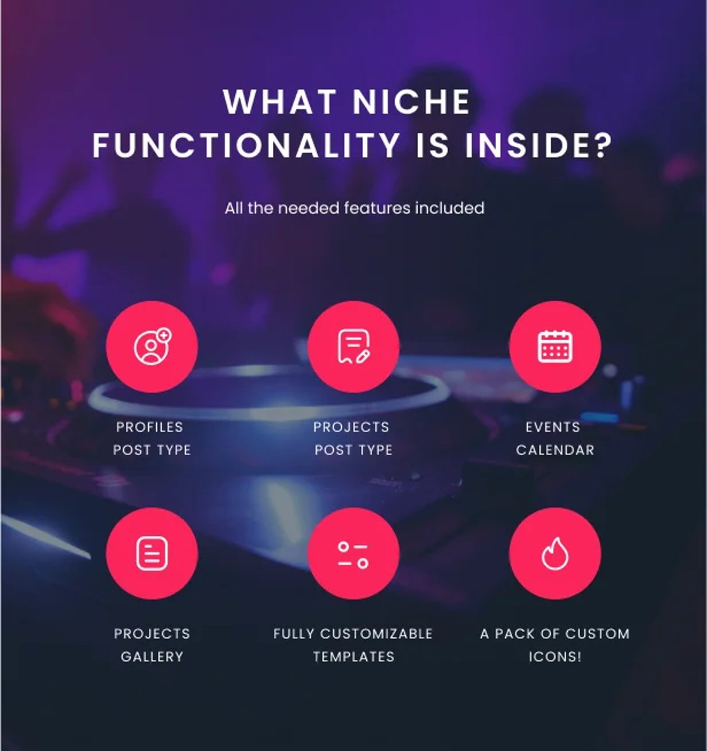 Buzz Club - Night Club, DJ & Music Festival Event WordPress Theme - What Niche functionality is inside?