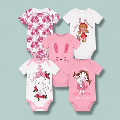 Set 5 bodys manga corta conejita