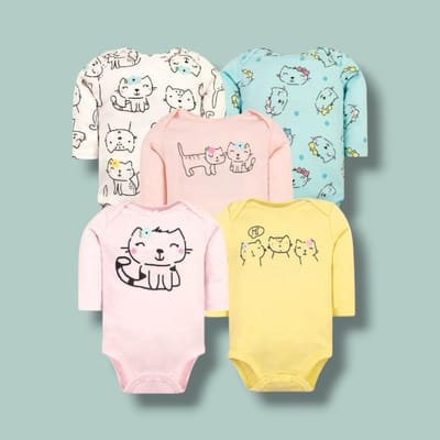 Set 5 bodys manga larga gatitos