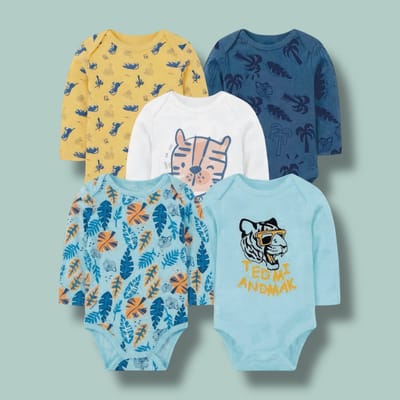 Set 5 bodys manga larga tigre