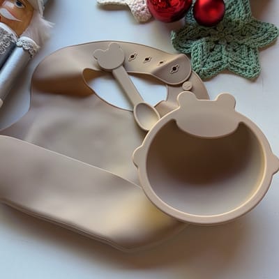 Set de alimentación silicona café
