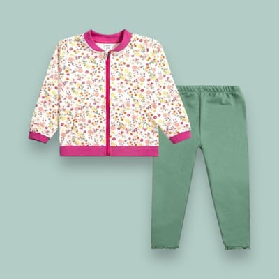 Conjunto buzo algodón flores