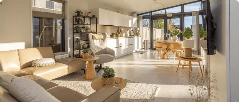 Licht en open leefruimte in model Linde