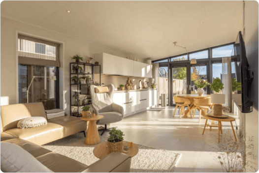 Mantelzorgwoning Model Linde - lichte woonkamer  