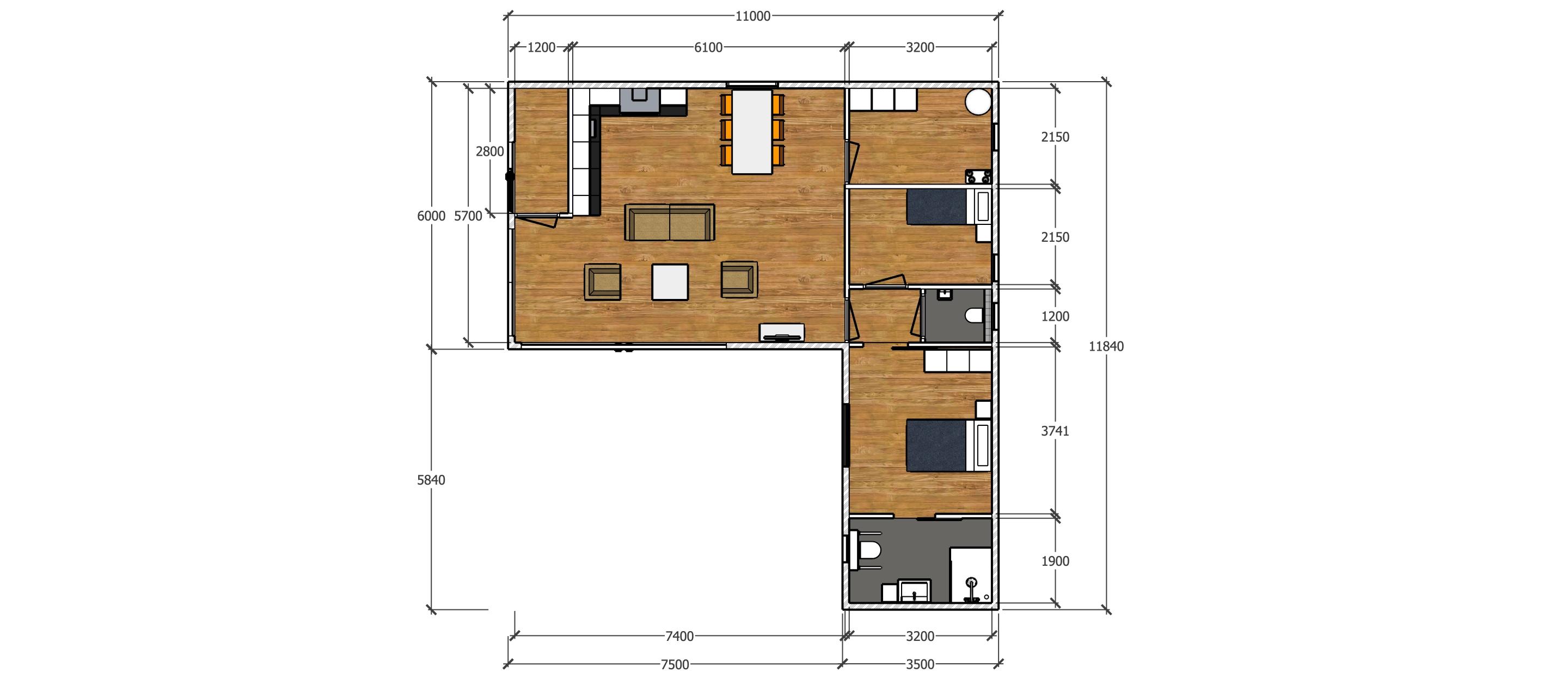 Mantelzorgwoning Model Korenbloem - plattegrond