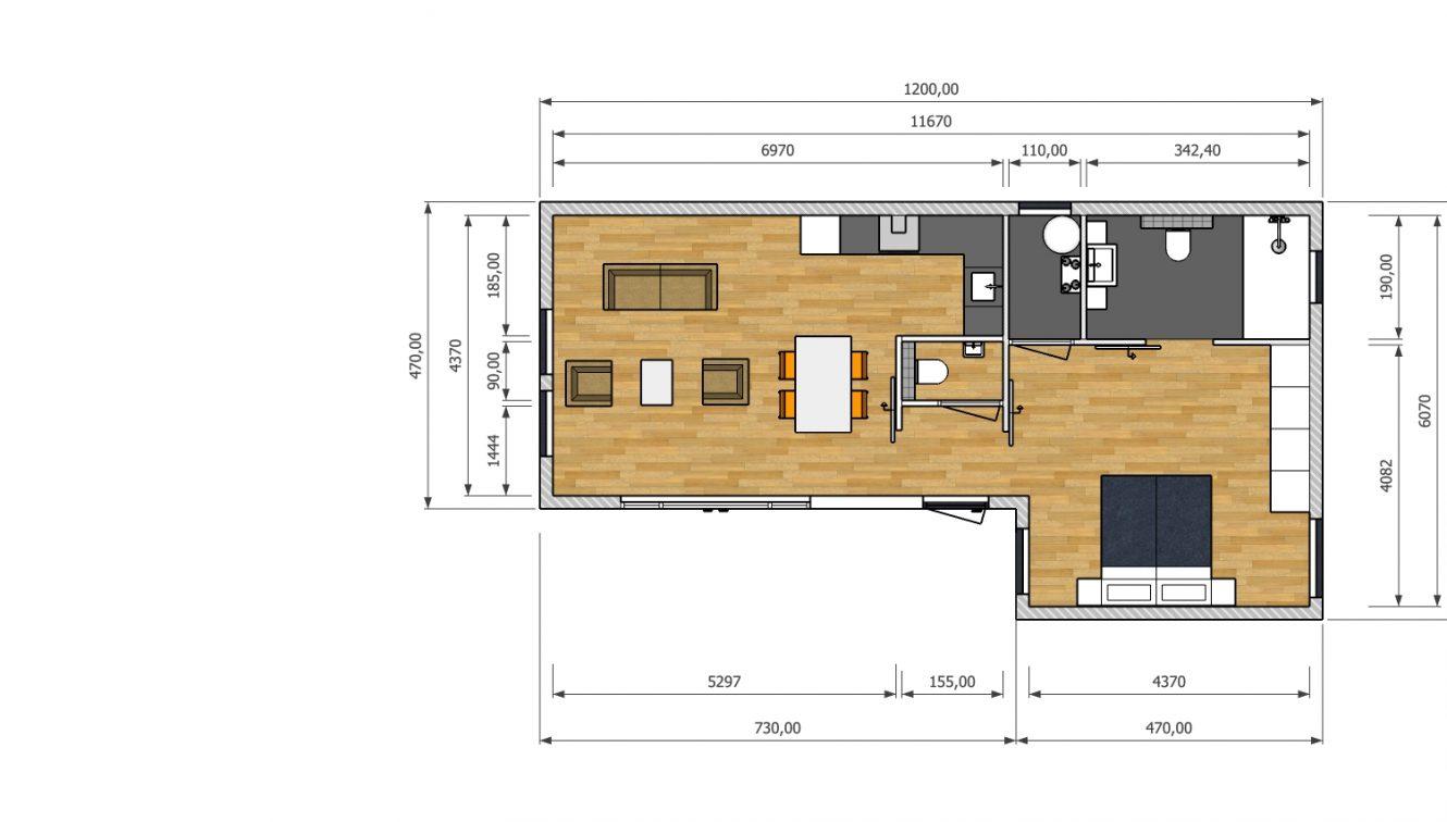 Mantelzorgwoning Model Lavendel – plattegrond