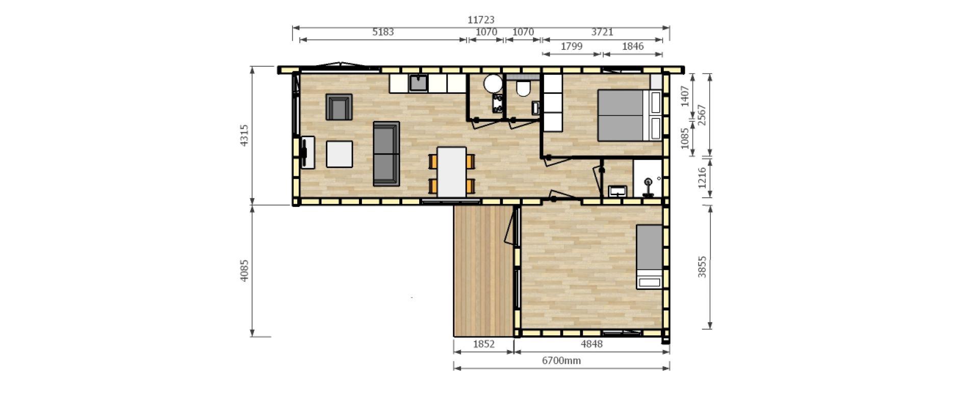 Mantelzorgwoning Model - Verbena - plattegrond