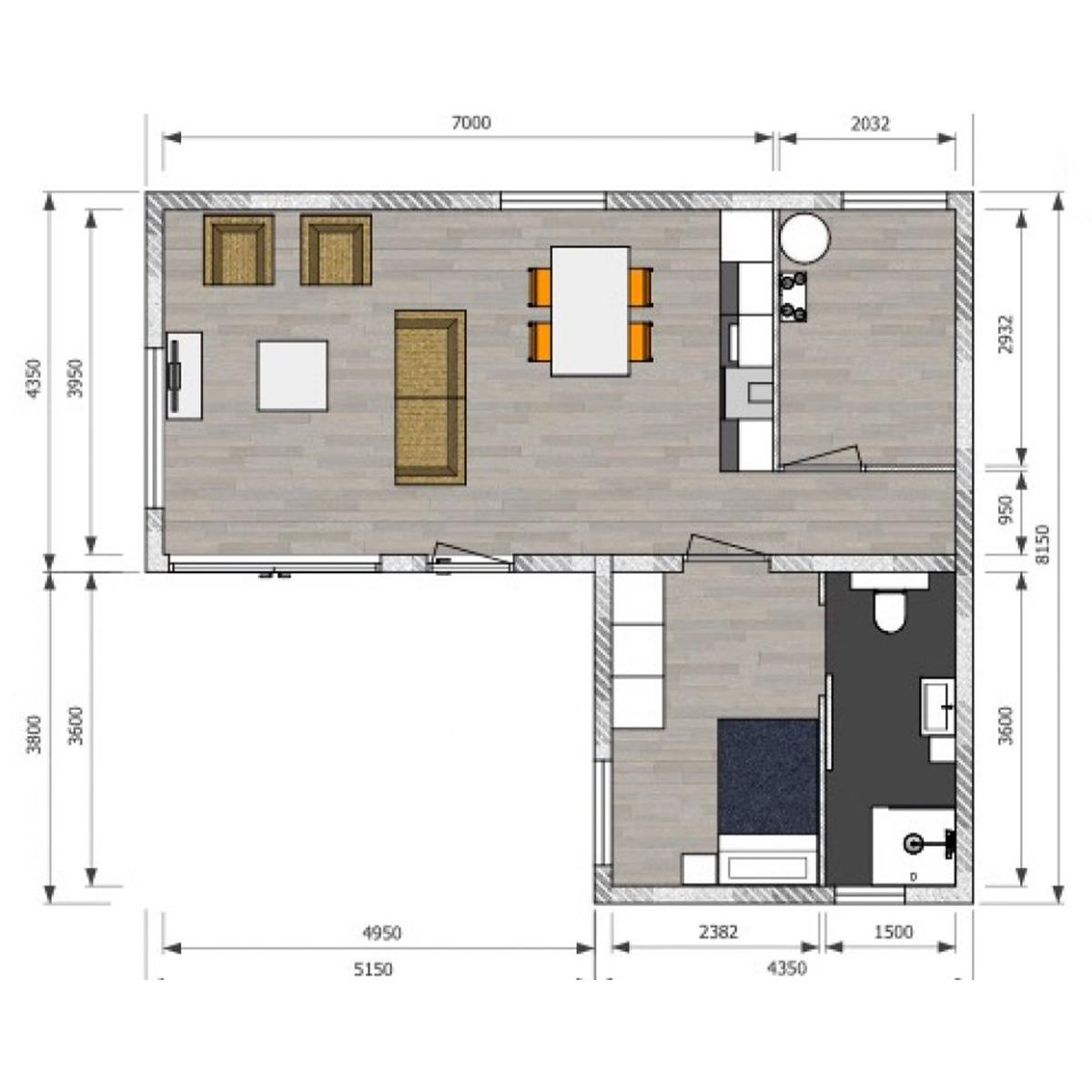 Mantelzorgwoning Model Dahlia – plattegrond