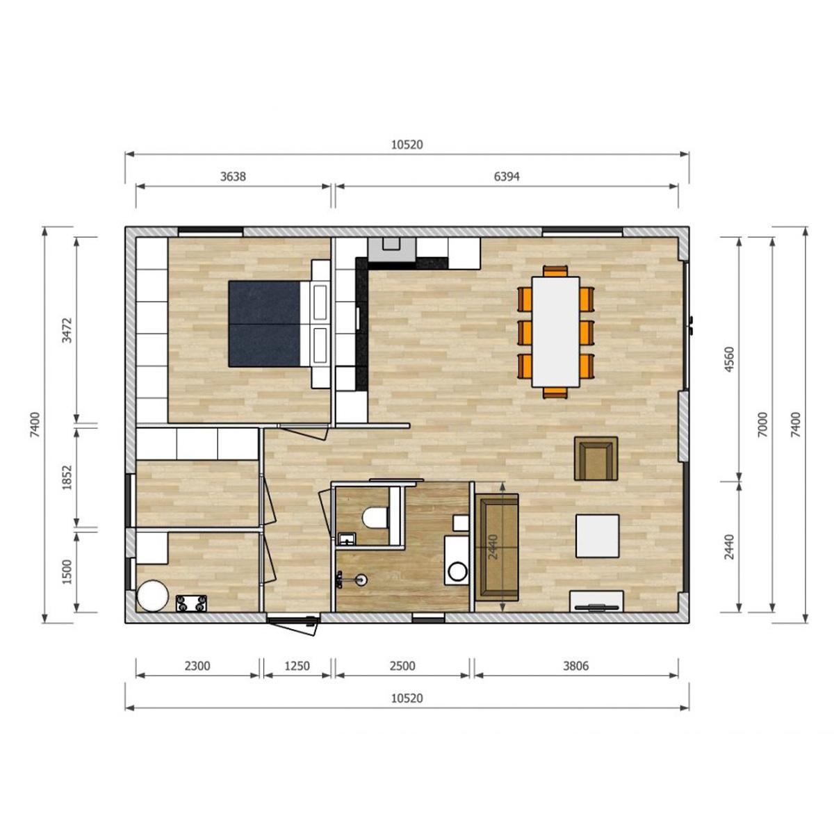 Plattegrond Hortensia 100 m²