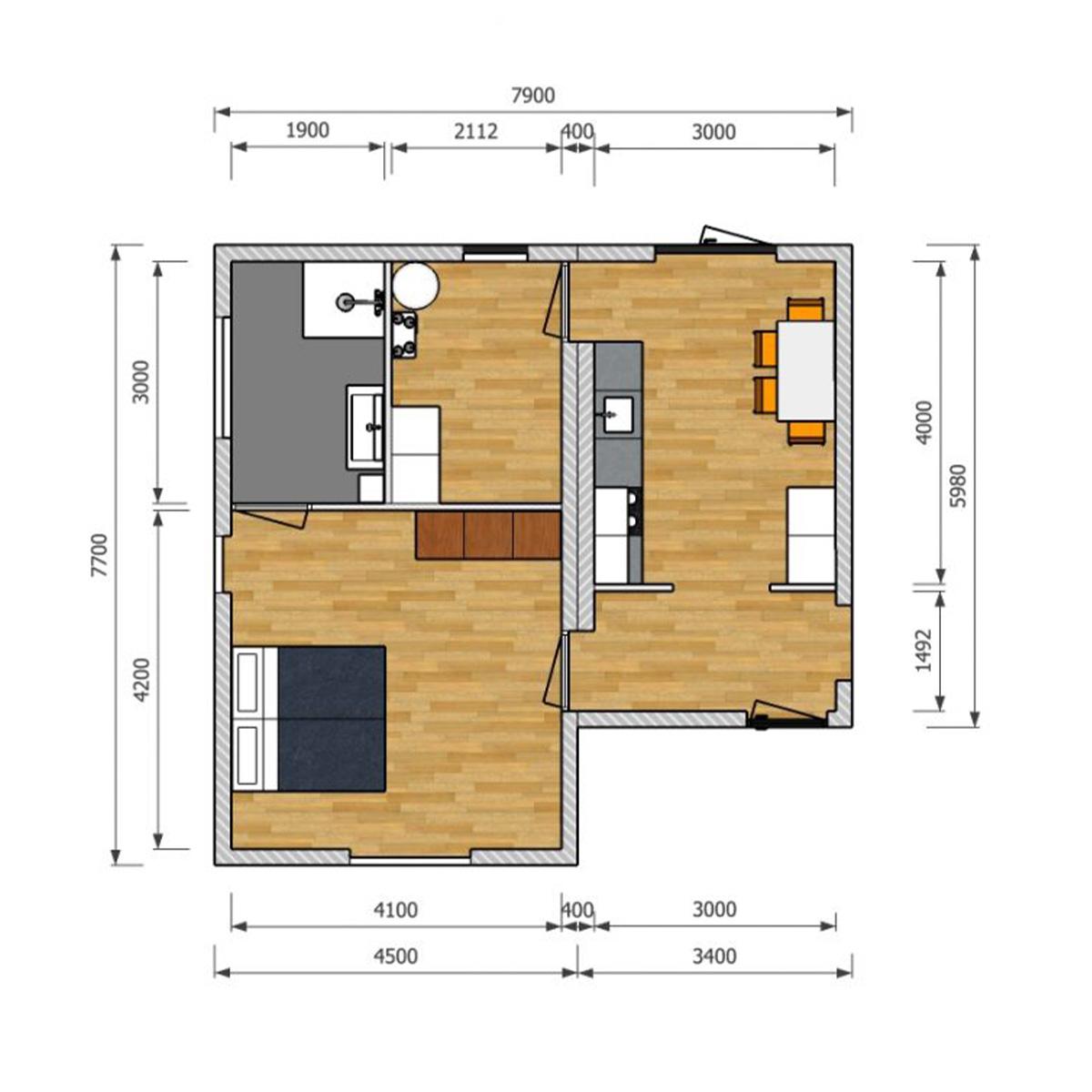 Mantelzorgwoning Model Magnolia – plattegrond