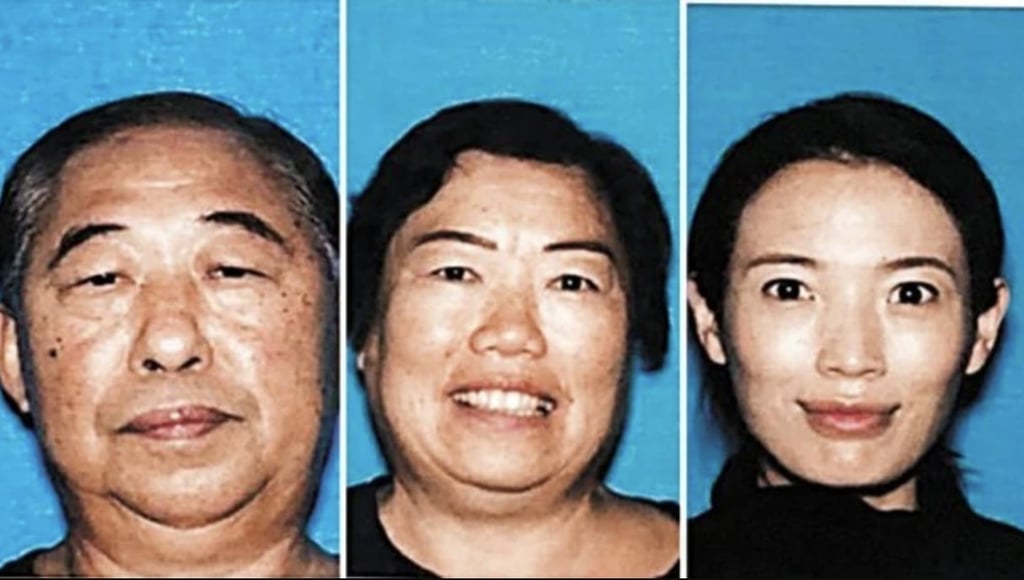 疑似遭分屍的華裔女子李梅與父母李高申（Gaoshen Li，音譯） 和王彥翔（Yanxiang Wang，音譯）