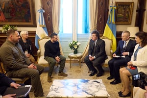 烏克蘭總統澤倫斯基（Volodymyr Zelenskyy）、阿根廷新總統米雷伊（Javier Milei）