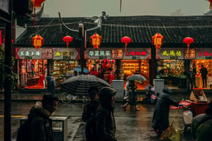 中國 person carrying umbrellas