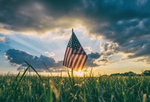 美國 國旗flag of USA on grass field
