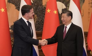 荷蘭總理呂特（Mark Rutte）週三（3月27日）訪問中國，並會晤中國國家主席習近平。圖來源：呂特官方X