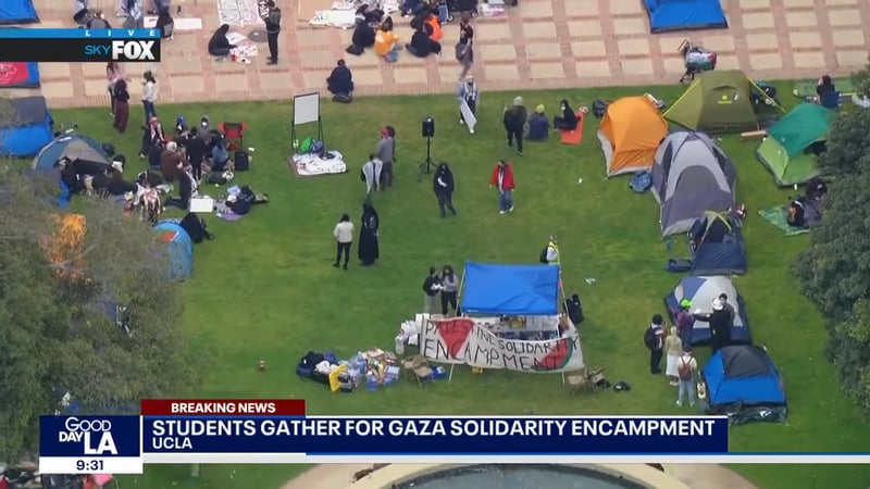 UCLA數百人扎營挺巴 「西瓜」圖案成重要象徵