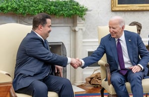 美國總統拜登（Joe Biden）與伊拉克總理蘇達尼（Mohamed Shia al-Sudani）
