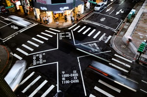 aerial photography of an intersection road
