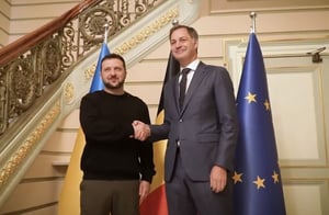 比利時總理德克魯（Alexander De Croo）、烏克蘭總統澤倫斯基（Volodymyr Zelenskyy）